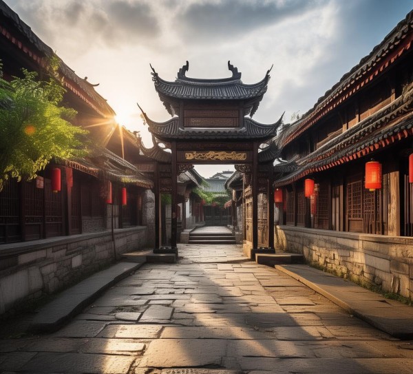 西塘正大门的位置与周边环境